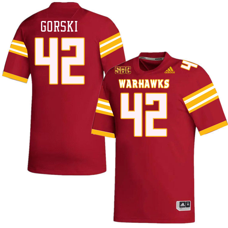 #42 Steven Gorski Louisiana-Monroe Warhawks College Football Jerseys Stitched-Red